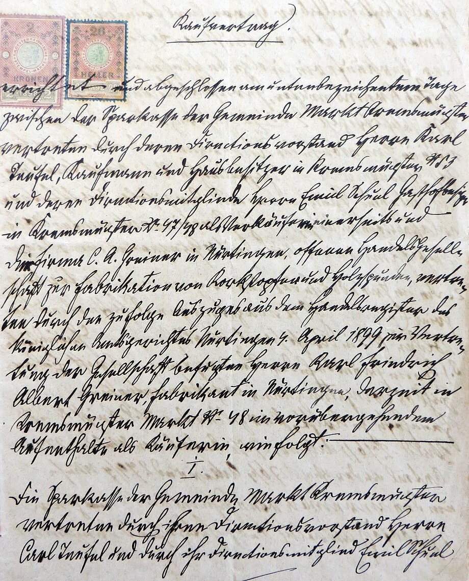 1899 Kaufvertrag Schafferlmühle in Kremsmünster